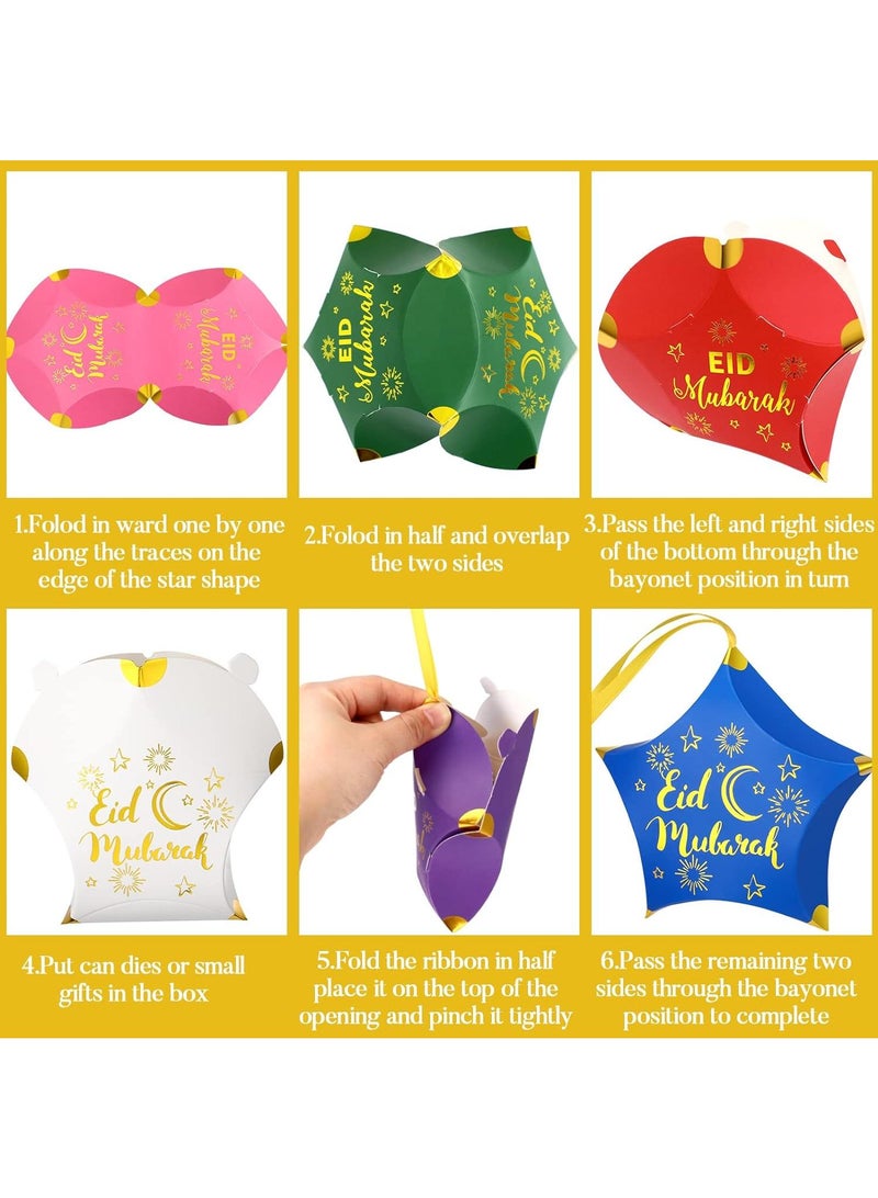Y&D 120 PCS Eid Mubarak Candy Star Shaped Ramadan Box Muslim Ramadan Gift Bags Eid Mubarak Party Favors Decorations Paper Ramadan Treat Boxes Eid Favor Box For Eid Party Supplies - Image 5