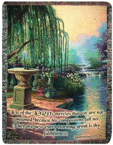 Manual Woodworker Manual Thomas Kinkade 50 x 60-Inch Tapestry Throw with Verse, Hour of Prayer - Image 4
