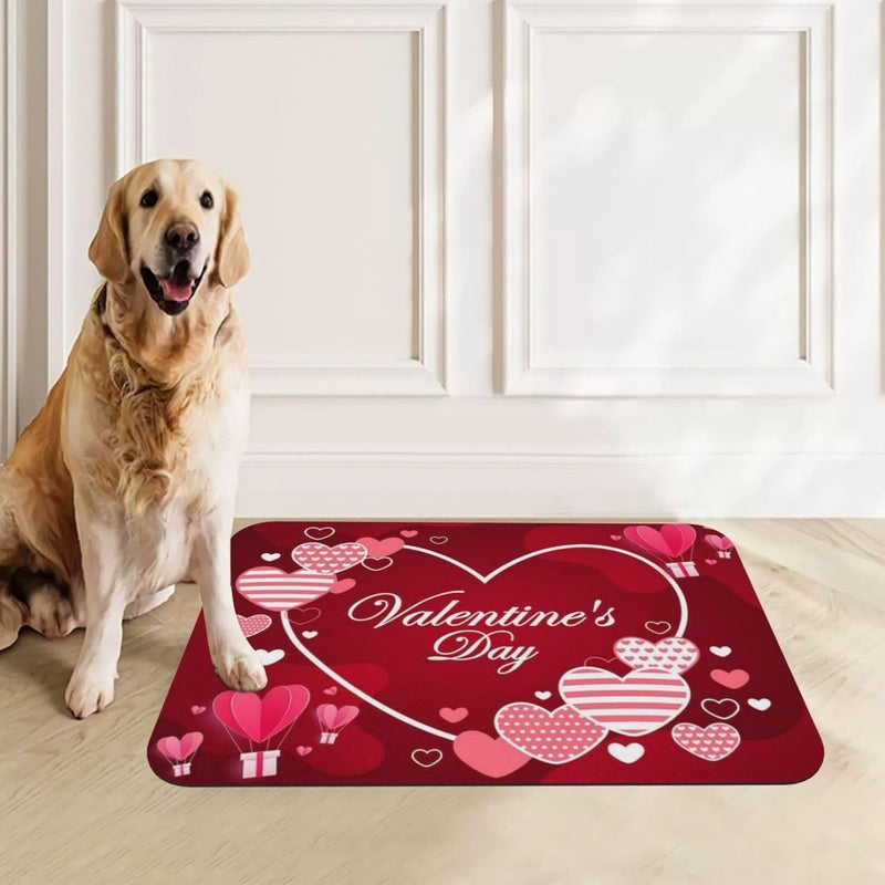 Pet Feeding Mat Happy Valentines Day Dog Food Mat for Food Water No Stains Quick Dry Dispenser Cat Bowl Mats for Messy Drinkers 18X12In - Image 4