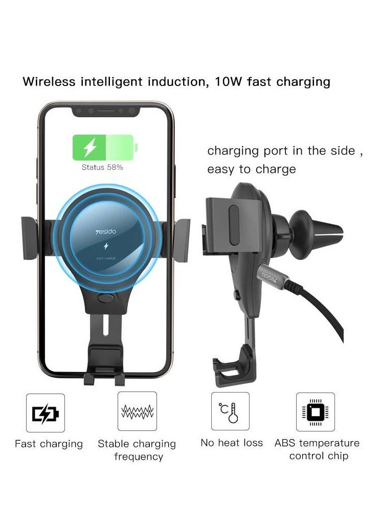 Yesido YESIDO C45 Wireless Charger Holder for the car (Black)  - Image 1