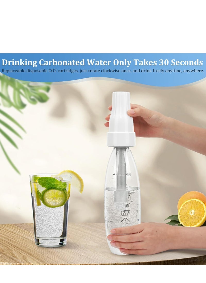 Soda Water Maker Stainless Sparkling Water Maker for Home Carbonating Machine with BPA free PET 1L Carbonating Bottle (White),with 10 CO2 Cylinders