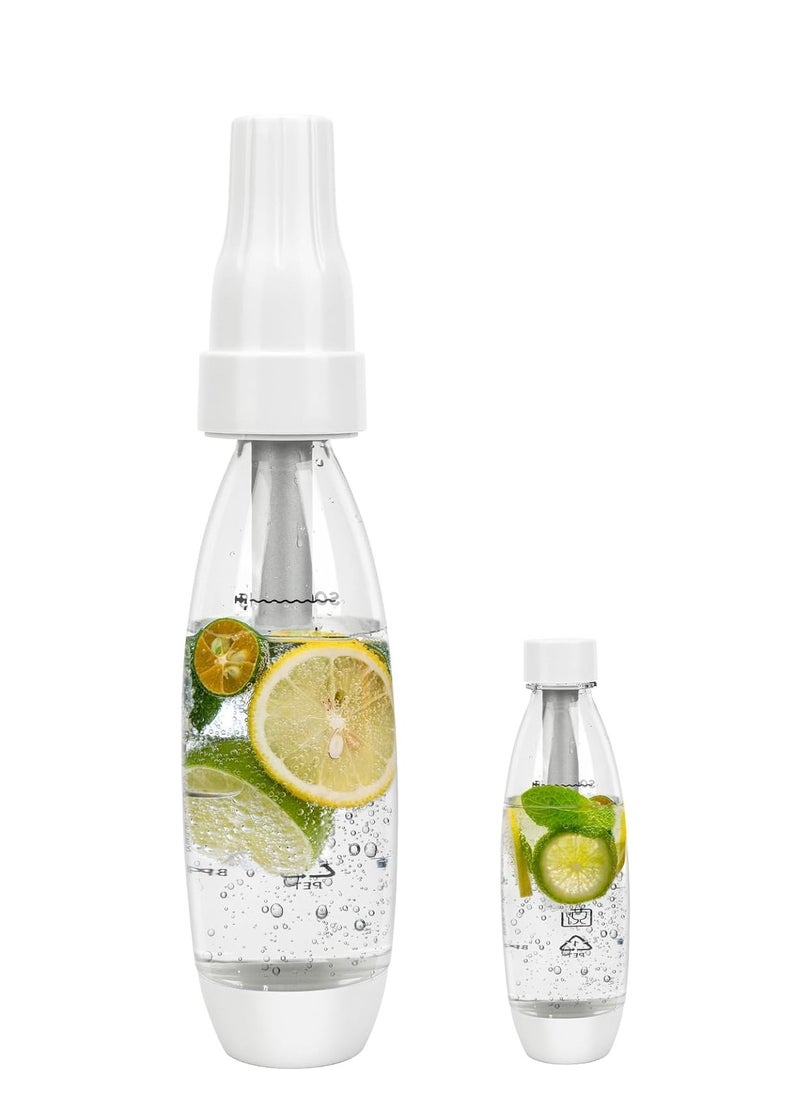 Soda Water Maker Stainless Sparkling Water Maker for Home Carbonating Machine with BPA free PET 1L Carbonating Bottle (White),with 10 CO2 Cylinders
