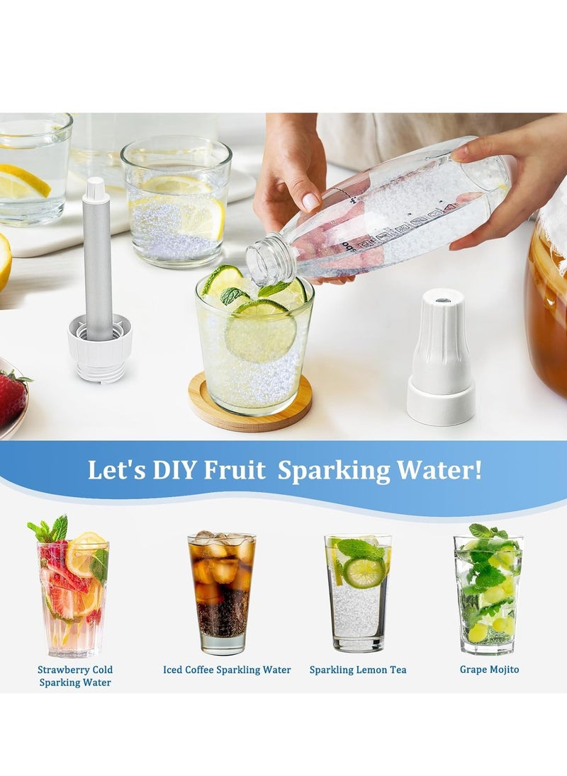 Soda Water Maker Stainless Sparkling Water Maker for Home Carbonating Machine with BPA free PET 1L Carbonating Bottle (White),with 10 CO2 Cylinders
