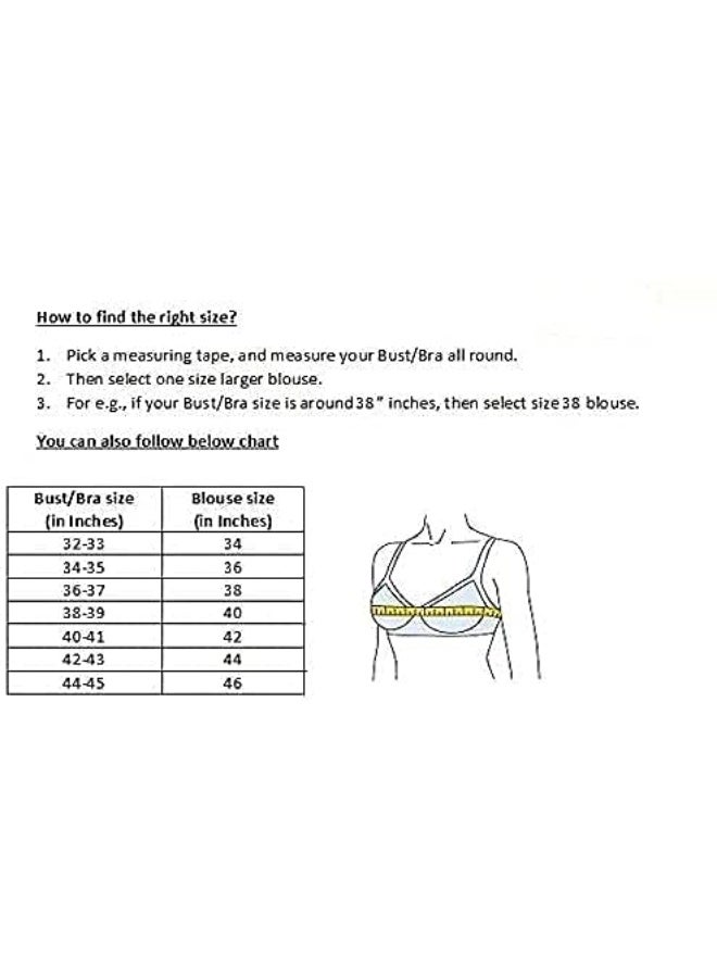 Pujia Mills Women's Embroidery Work Real Mirror Sleeveless Readymade Blouse - Image 3