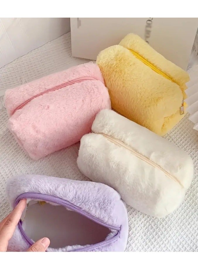 ORiTi Macaron Color Fluffy Toiletry Bag For Wowen Large Cosmetic Bag - Image 3