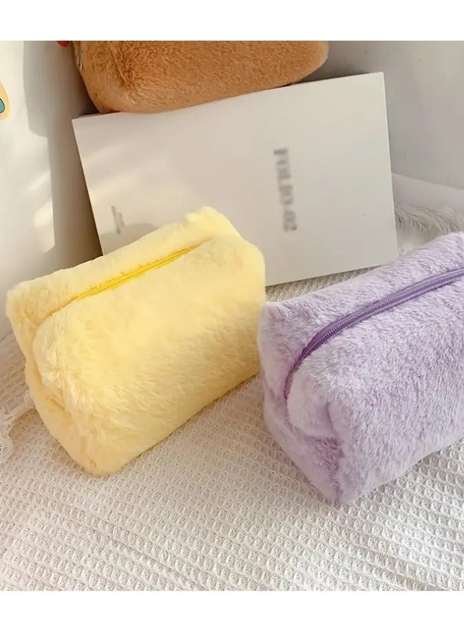 ORiTi Macaron Color Fluffy Toiletry Bag For Wowen Large Cosmetic Bag - Image 2