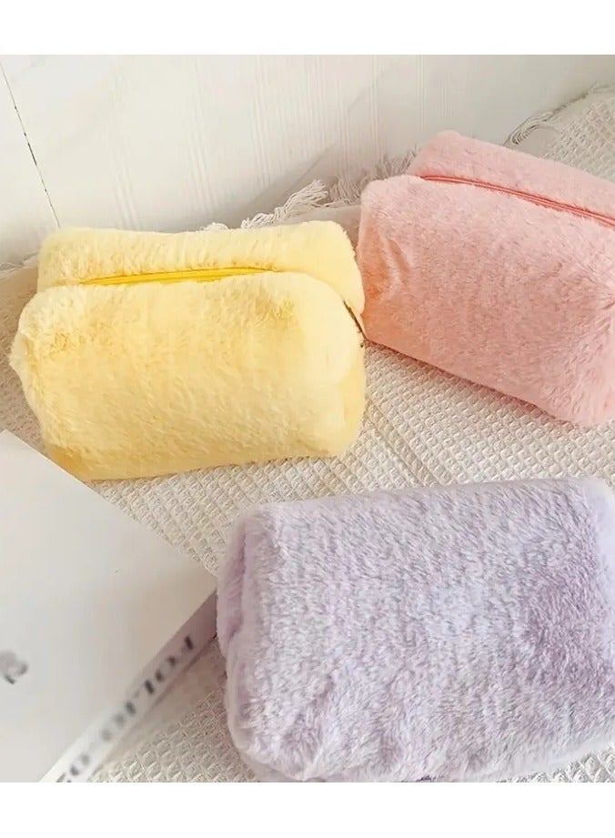 ORiTi Macaron Color Fluffy Toiletry Bag For Wowen Large Cosmetic Bag - Image 5