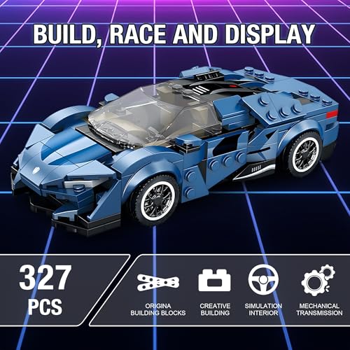 HIGH GODO MOC Racing Sports Car Building Blocks Set Technique and Engineering Super Vehicle Building KitsCool Simulation Supercar Model Gifts for Car Lovers 327 Pieces - Image 5