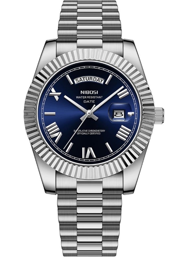 NIBOSI Men Watches Analog Quartz Stainless Steel Watches for men Waterproof Business Classic Desiger Wrist Watch Day&Date - Image 1