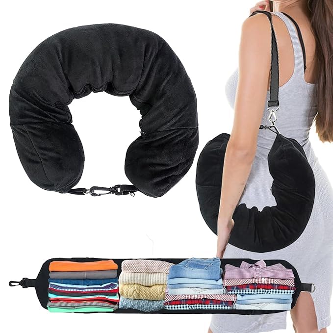 SHREVI Stuffable Neck Pillow Travel Neck Pillow Storage Bag for Airplanes Tube Travel Neck Pillow Stuff with Clothes No Extra Baggage Fees Fits 3 Days of Travel Essentials No Filler - Image 1