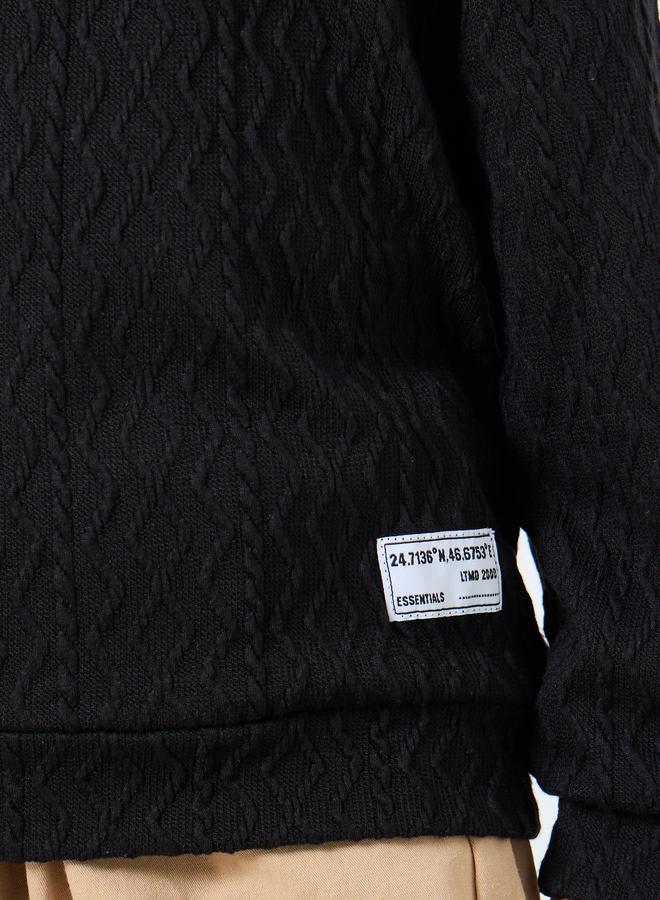 Styli Boys Black Textured Knit Sweatshirt - Image 3