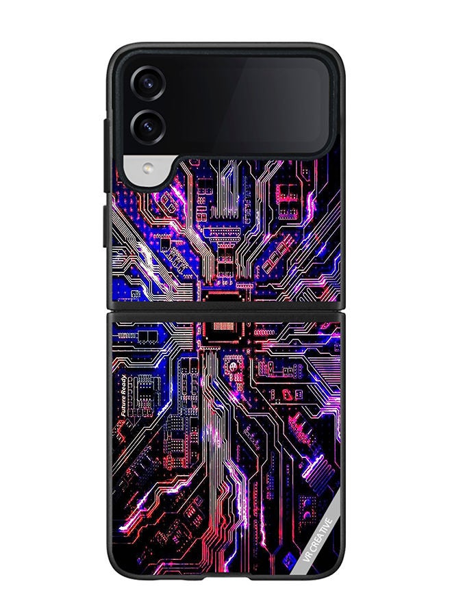 VR CREATIVE Protective Case Cover For Samsung Galaxy Z Flip4 Techno Color Design Multicolour - Image 1