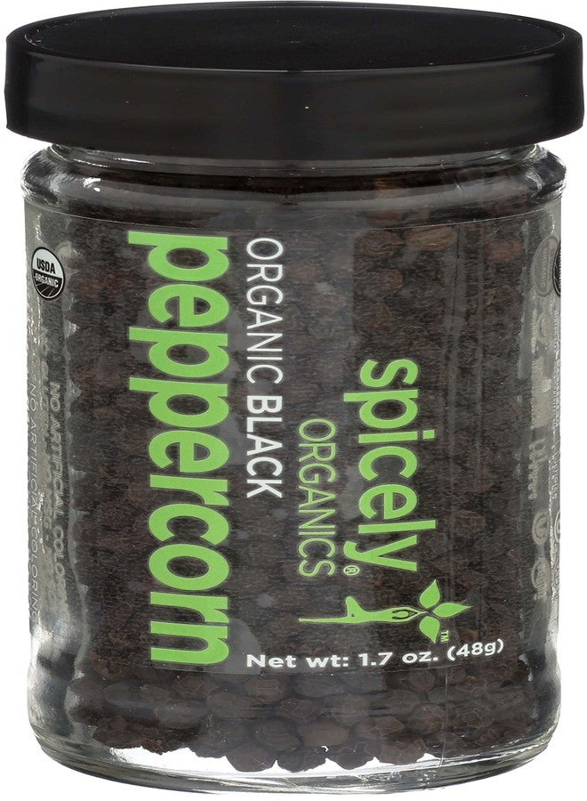 Spicely Organic Peppercorn Black Whole 1.70 Ounce Jar Certified Gluten Free - Image 1