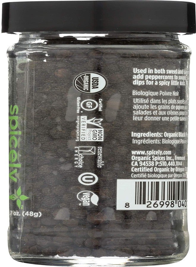 Spicely Organic Peppercorn Black Whole 1.70 Ounce Jar Certified Gluten Free - Image 3