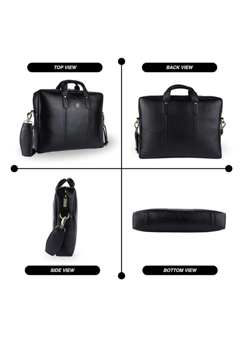 Hammonds Flycatcher  Laptop Bag for Men - Leather Office Bag - Fits 14/15.6/16 Inch Laptop - Black Shoulder Bag for Travel - Executive Messenger Bag - Leather Handbag with Water Resistant LB220BLK  | Best Price UAE