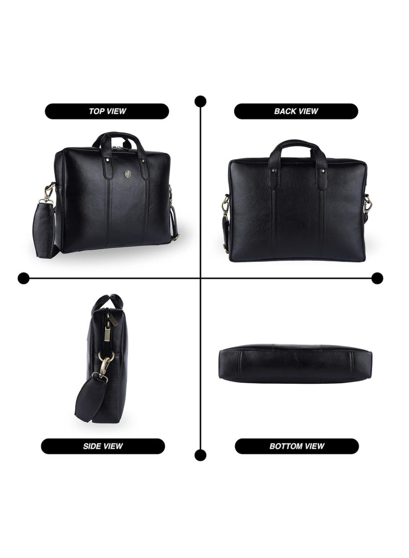 HAMMONDS FLYCATCHER Laptop Bag for Men - Leather Office Bag - Fits 14/15.6/16 Inch Laptop - Black Shoulder Bag for Travel - Executive Messenger Bag - Leather Handbag with Water Resistant LB220BLK  - Image 3