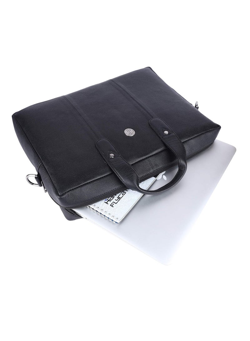 HAMMONDS FLYCATCHER Laptop Bag for Men - Leather Office Bag - Fits 14/15.6/16 Inch Laptop - Black Shoulder Bag for Travel - Executive Messenger Bag - Leather Handbag with Water Resistant LB220BLK  - Image 2
