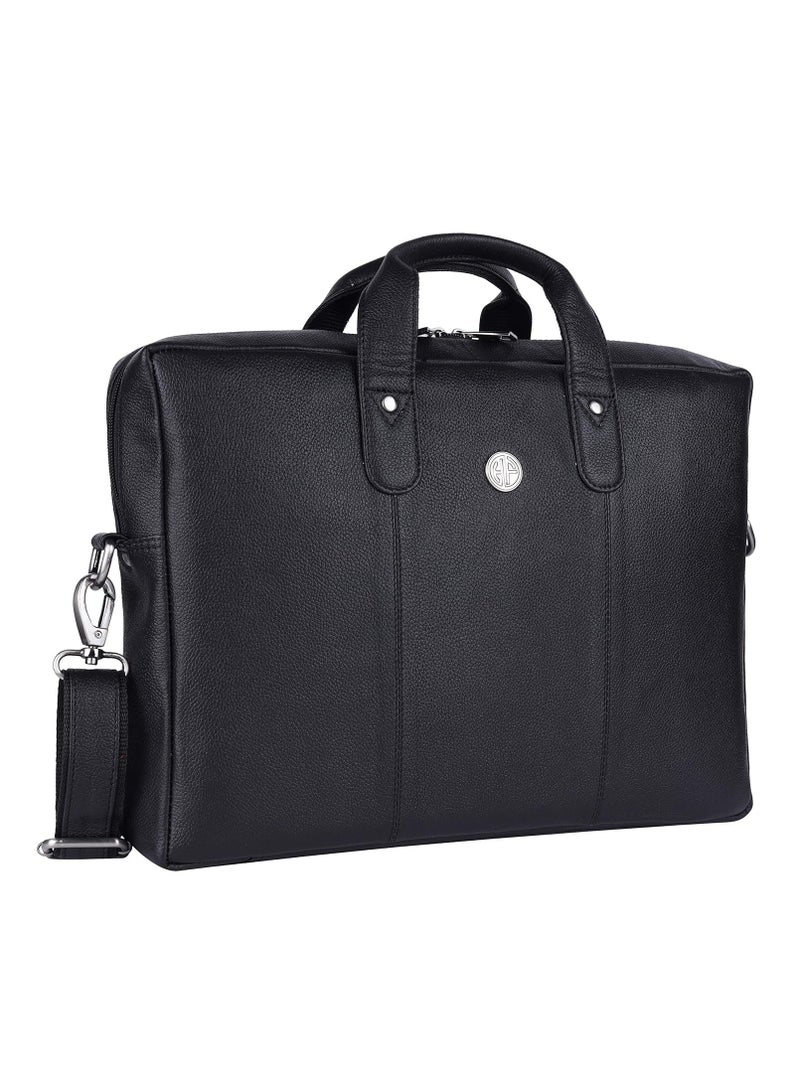 HAMMONDS FLYCATCHER Laptop Bag for Men - Leather Office Bag - Fits 14/15.6/16 Inch Laptop - Black Shoulder Bag for Travel - Executive Messenger Bag - Leather Handbag with Water Resistant LB220BLK  - Image 1