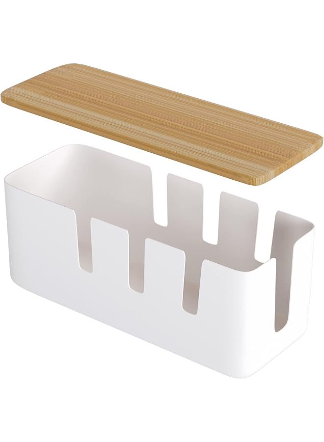 Cable Management Box ,12x5x4.5 inches, Wood Lid, Cord Organizer for Desk TV Computer USB Hub System to Cover and Hide & Power Strips & Cords