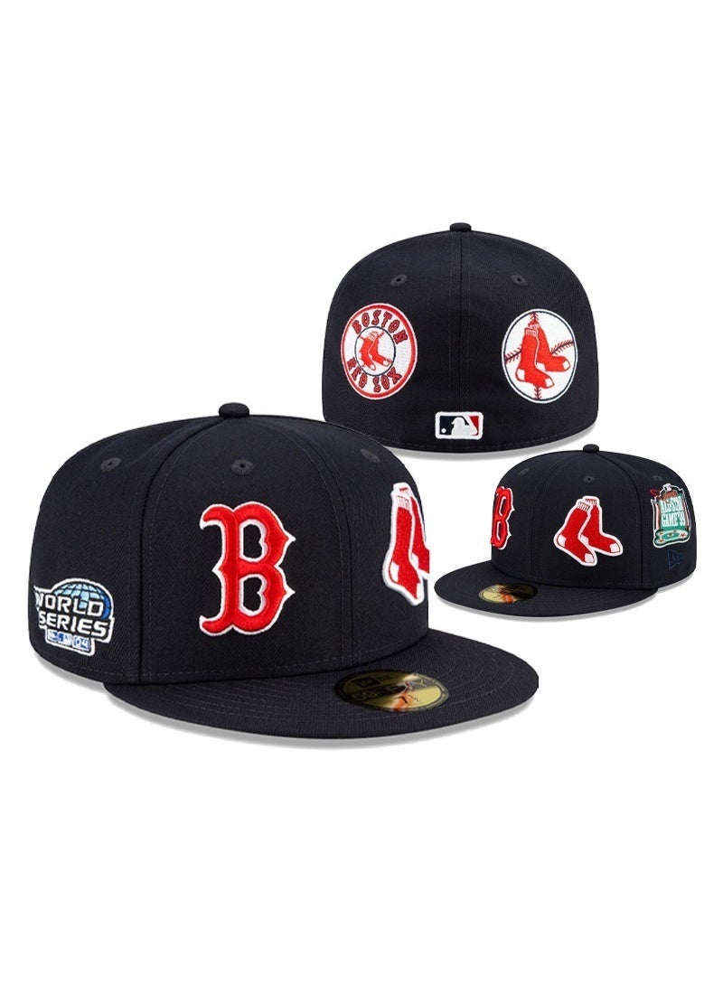 NEW ERA Boston Red Sox Navy Blue Fitted Hat with World Series Patches