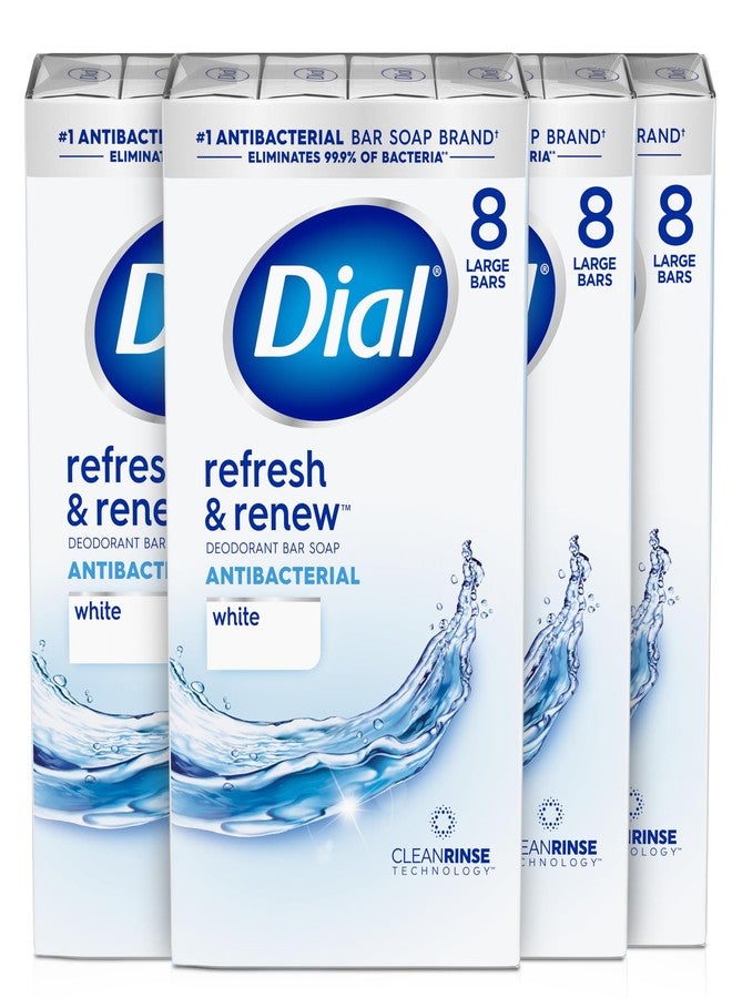 Dial Antibacterial Bar Soap, Refresh & Renew, White, 4 oz, 32 Bars - Image 1