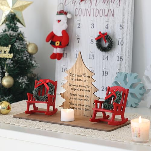 WODOHOLO Christmas in Heaven Decoration Gift Christmas Memorial Candle Holders Rocking Chair Ornament Save A Seat Memorial Gift Xmas Decor - Image 3