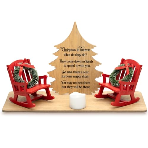 WODOHOLO Christmas in Heaven Decoration Gift Christmas Memorial Candle Holders Rocking Chair Ornament Save A Seat Memorial Gift Xmas Decor - Image 1