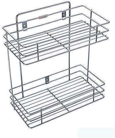 Dhavl Stainless Steel Multipurpose Storage RackShelf Double Layer Kitchen Rack Bathroom Shelves and Racks Steel Wall Mounted Organiser for Home - Image 1
