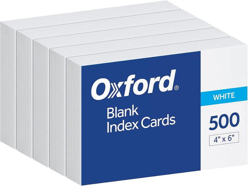 Oxford Index Cards, 500 Pack, 4X6 Index Cards, Blank On Both Sides, White, 5 Packs Of 100 Shrink Wrapped Cards (40177) - Image 1