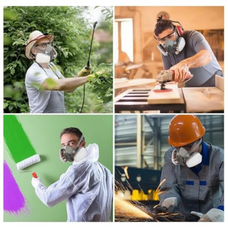 Professional Half Face Gas Mask with Safety Glasses - Reusable Respirator for Dust, Chemicals, Pesticides and Organic Vapors - Ideal for Painters, DIY Projects, Industrial Safety and Chemical Protection - Image 2