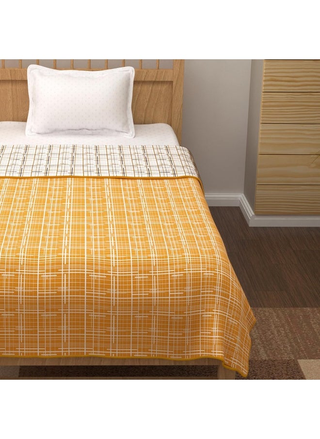 Story@Home - Dohar Single Bed Cotton, Blanket for Winter,100% Cotton Reversible Light Weight Dohar Single, 144 X 220 CM - Yellow And White - Image 1