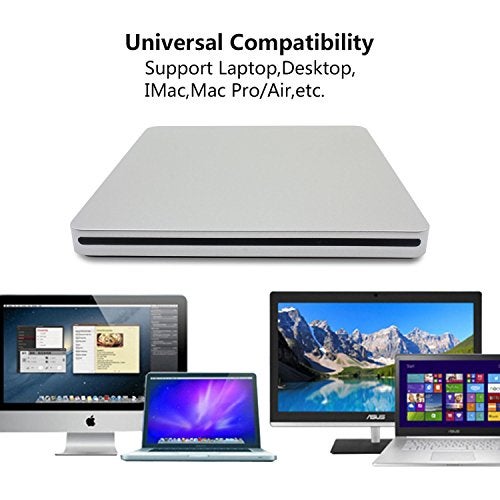 Juanery External DVD Drive，USB 3.0 Portable CD/DVD +/-RW Drive/DVD Player for PC Computer USB-C/Type-c Slim DVD/CD ROM Rewriter Burner Compatible with The Latest MacBook pro/MacBook/dell Laptop etc - Image 4