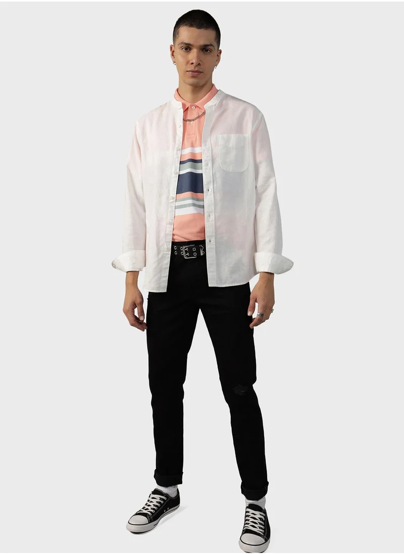 امريكان ايجل Band Collar Regular Fit Shirt