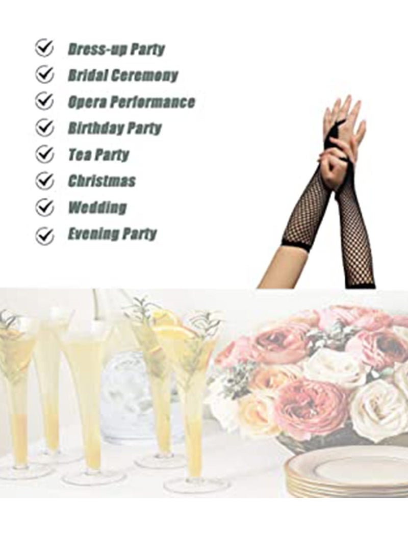 SYOSI 80s Fishnet Gloves for Women and Girls in Theme Party Costume Accessories Black Punk Goth Lady Disco Dance Costume Fingerless Mesh Fancy Dress Accessory Accessories1 Pair  - Image 4