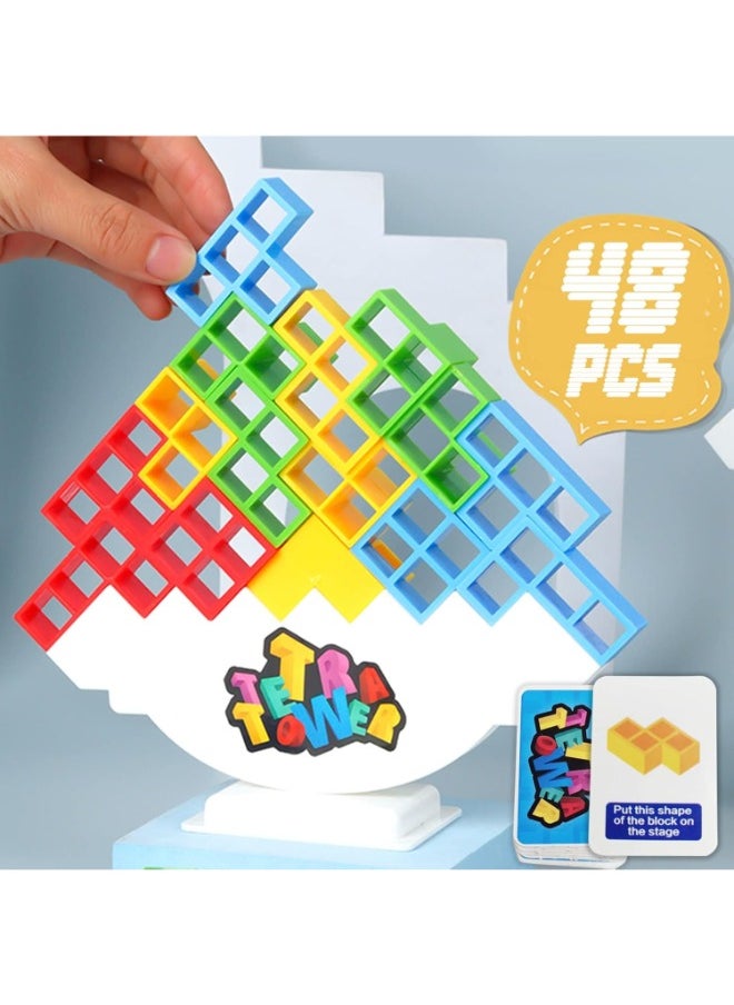 TOY GARDEN 48 Pcs Tetra Tower Balance Stacking Blocks Game, Board Games for 2 Players+ Family Games, Parties, Travel, Kids & Adults Team Building Blocks Toy  - Image 1