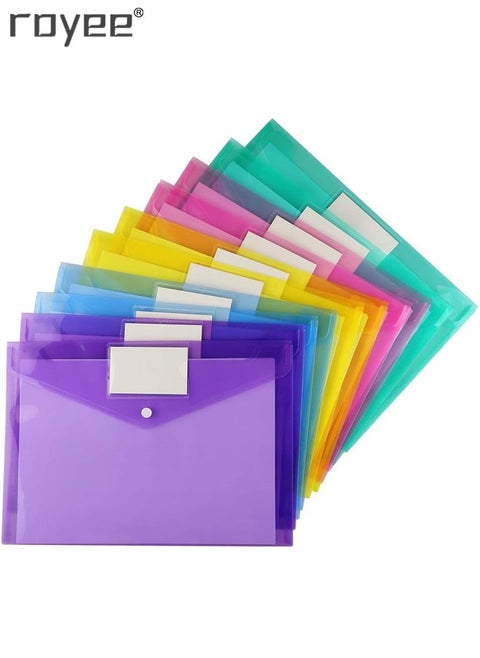 10 Piece Plastic A4 File Envelopes Clear Document bag Folders for Home Work Office Organization
