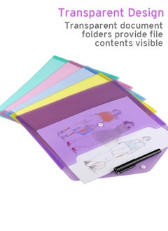Royee 10 Piece Plastic A4 File Envelopes Clear Document bag Folders for Home Work Office Organization  - Image 5