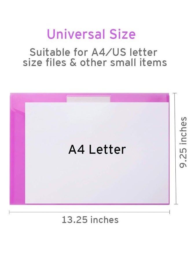 10 Piece Plastic A4 File Envelopes Clear Document bag Folders for Home Work Office Organization