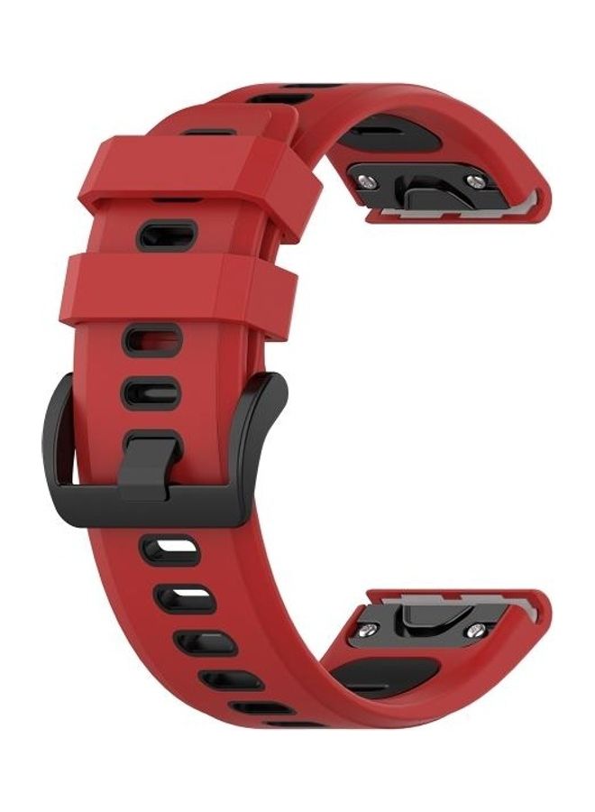 BGM Silicone Two Colour Strap For Garmin Fenix 6X Red - Image 3
