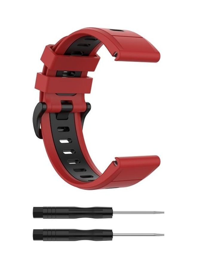 BGM Silicone Two Colour Strap For Garmin Fenix 6X Red - Image 5