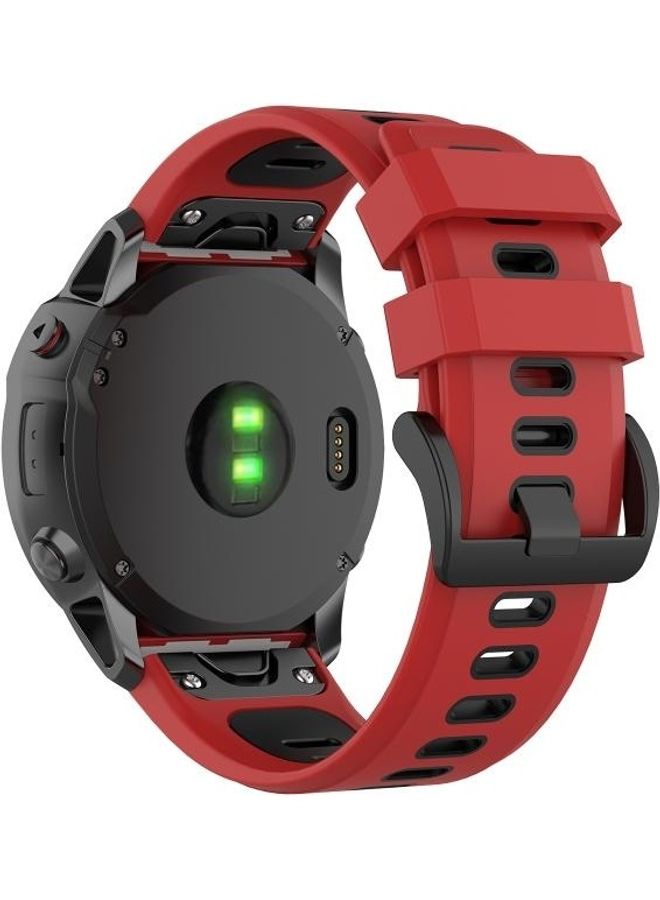 BGM Silicone Two Colour Strap For Garmin Fenix 6X Red - Image 2