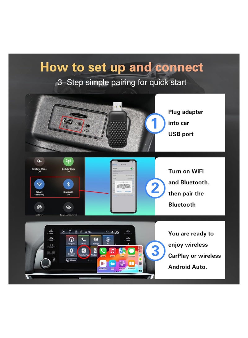 Wireless CarPlay Adapter for iOS 10+ - Convert Wired to Wireless CarPlay Dongle, USB Bluetooth Adapter for Factory CarPlay Vehicles (2017+) - Easy Plug & Play, Auto-Connect. - Image 3