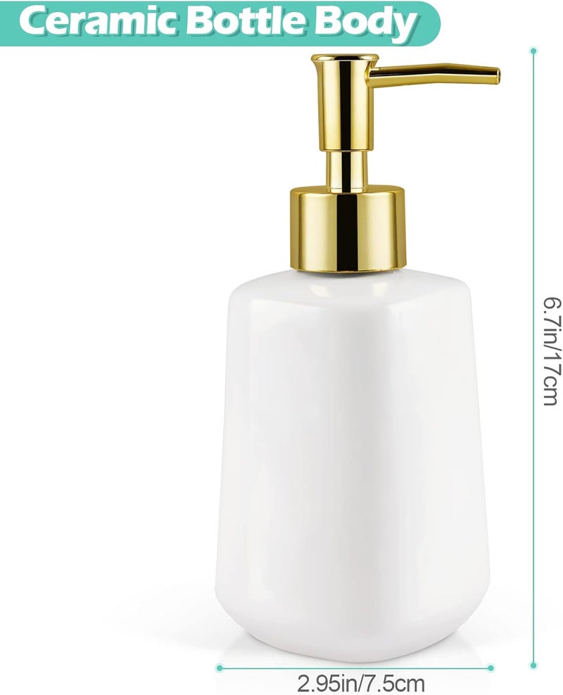 Natheeph Dish Soap Dispenser, Hand Soap Dispenser Ceramic Bottle, Refillable Liquid Great for Kitchen Dish Soap, Hand Soap, Essential Oil & Lotion (Bright White) - Image 2