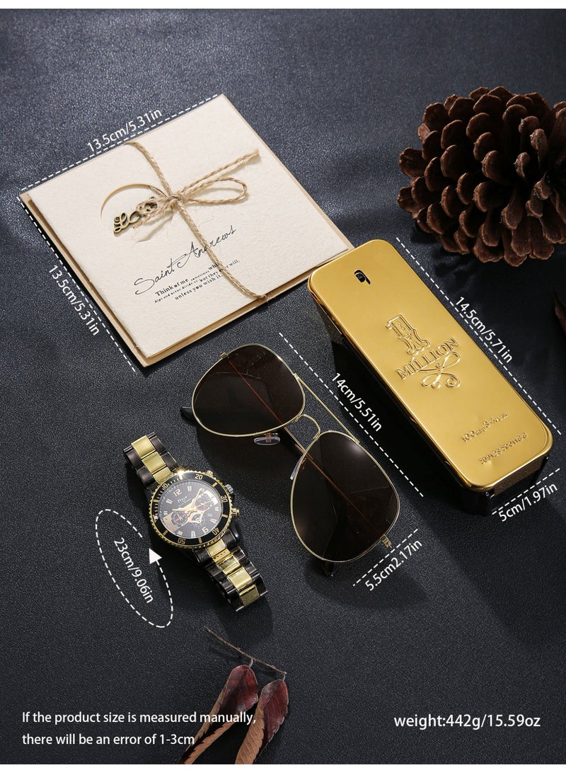 جنيفا رجل الأعمال ووتش مجموعة ، مع مجموعة مختارة من الحلي والعطور ، مثالية لعيد ميلاده هدية عيد الحب . - Image 3