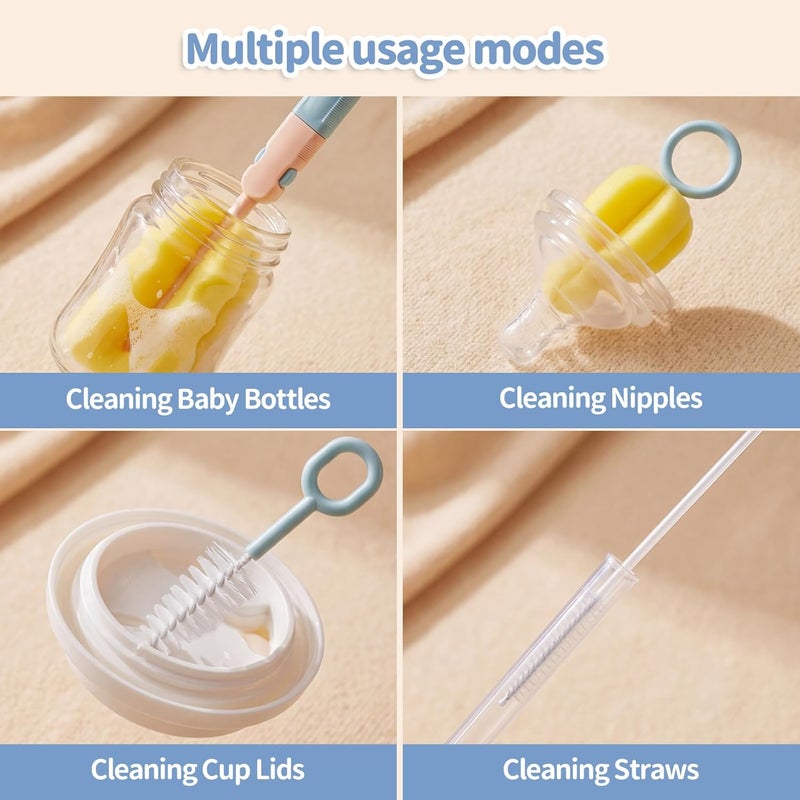 UREVO 6 Pack Baby Bottle Cleaning Brushes Set with Nipple Cleaner and Long Handle - Image 3