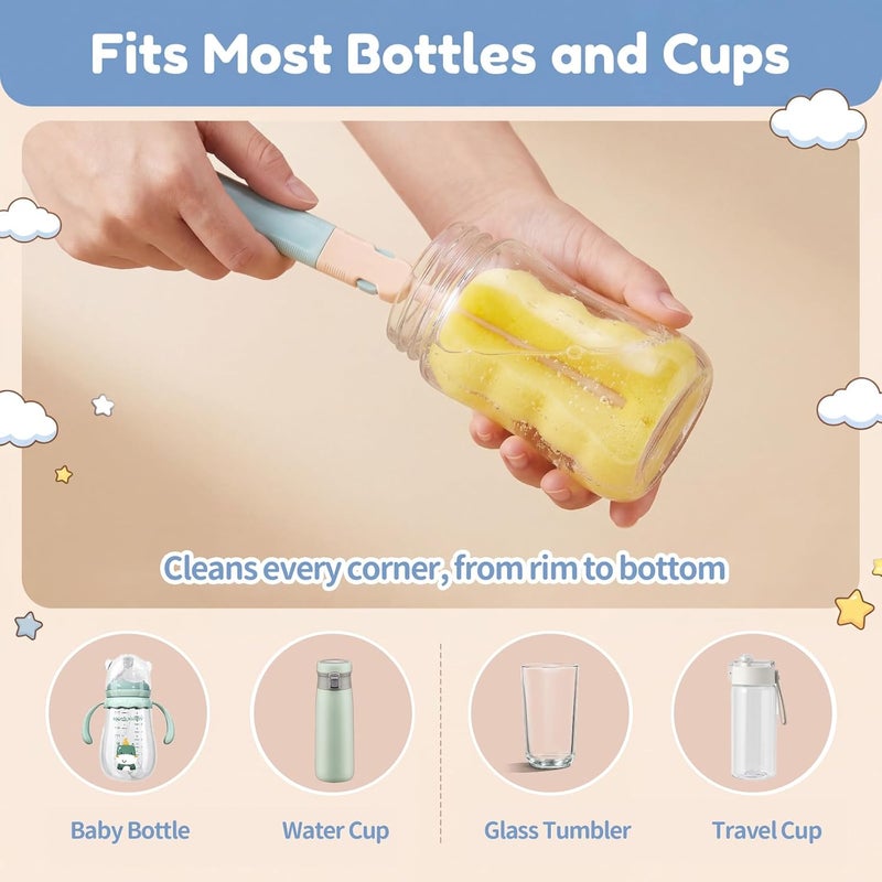 UREVO 6 Pack Baby Bottle Cleaning Brushes Set with Nipple Cleaner and Long Handle - Image 5