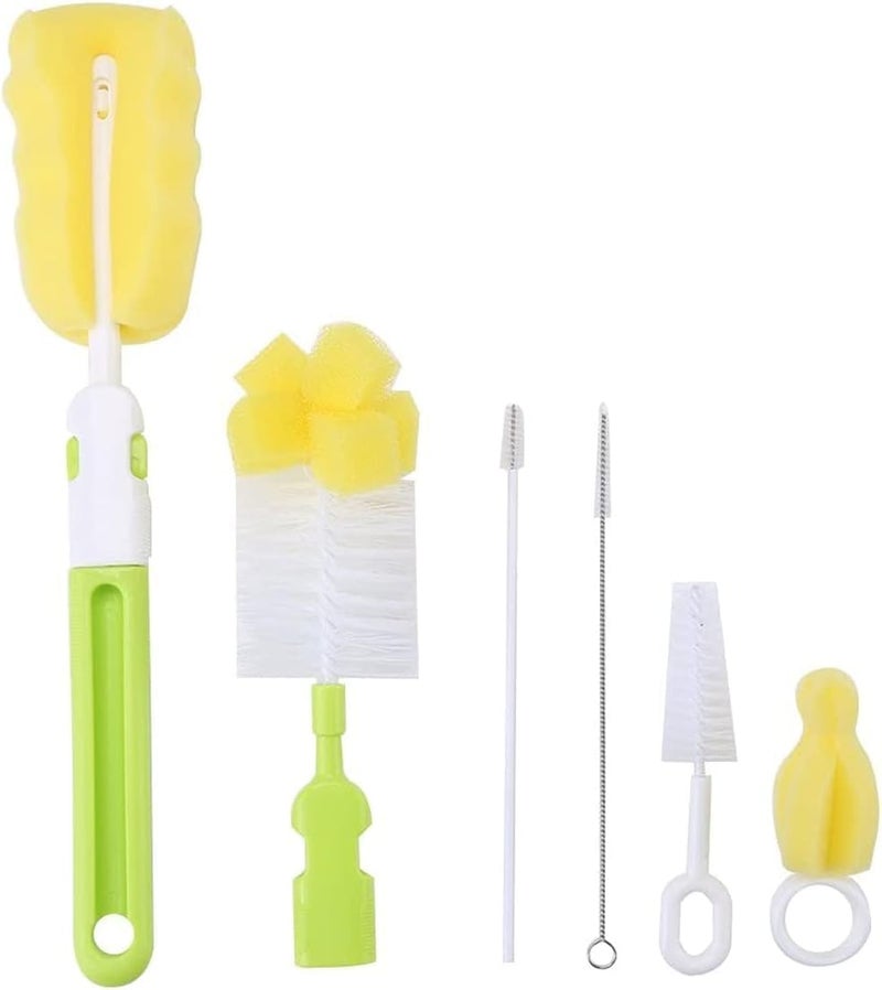 UREVO 6 Pack Baby Bottle Cleaning Brushes Set with Nipple Cleaner and Long Handle - Image 1
