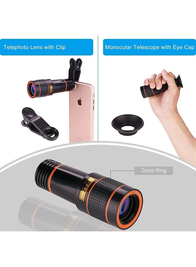 Photon عدسة كاميرا الهاتف المحمول، عدسة مقربة 12X مع مشبك عالمي على عدسة عالية الدقة، لأجهزة iPhone وSamsung وAndroid والهواتف الذكية وما إلى ذلك - Image 3