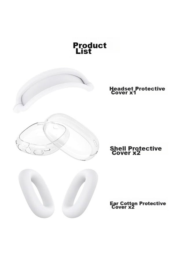 Odd Leaves Qiyepou Silicone Case, Transparent Shell, Suitable For Apple Airpods Max Earphones, Ear Covers, Headphones, Soft Case For Max 2nd Generation, White - Image 5