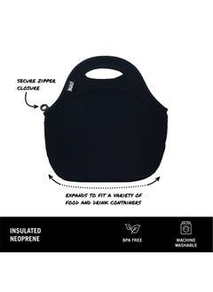 Built BUILT Gourmet Getaway Soft Neoprene Lunch Tote Bag Lightweight, Insulated and Reusable, One Size, Black  - Image 2